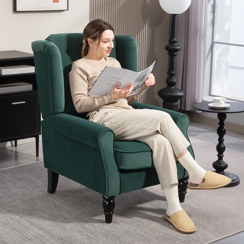 Green velvet armchair retro - green,