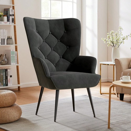 Velvet accent armchair with - velvet,