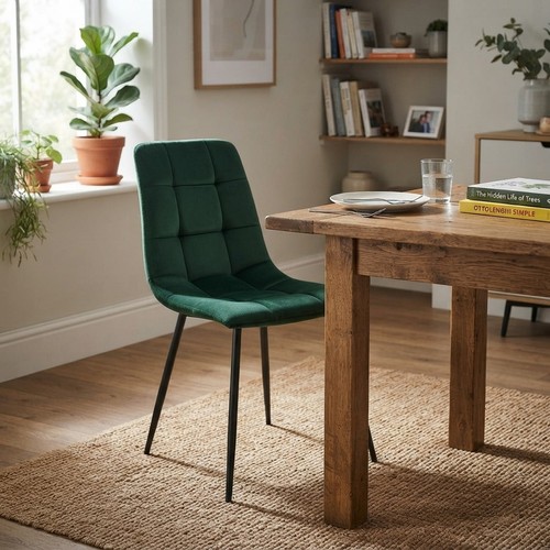Stylish green high - back, velvet